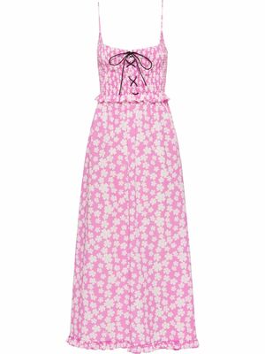 Miu Miu floral-print silk dress - Pink