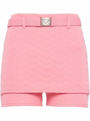 Prada jacquard belted mini shorts - Pink