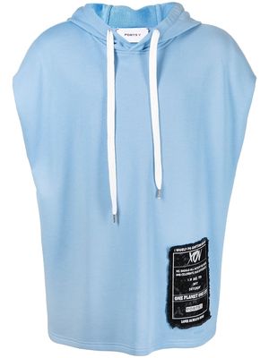 Ports V logo-patch short-sleeved hoodie - Blue