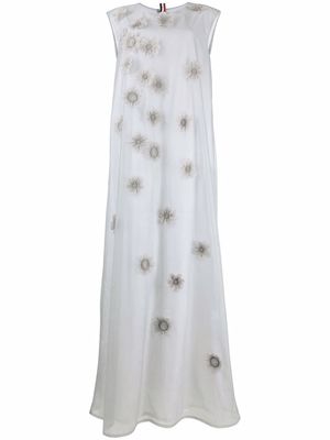 Thom Browne floral applique long dress - Grey