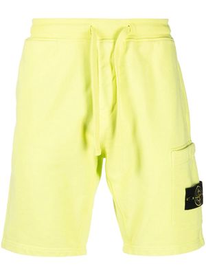 Stone Island Compass-patch cotton track shorts - Yellow
