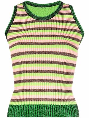 AGR stripe-knit sleeveless top - Green