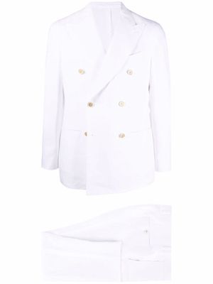 Caruso double-breasted linen suit - White