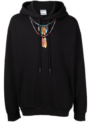 Marcelo Burlon County of Milan feather necklace-print hoodie - Black