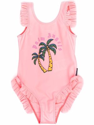 Palm Angels Kids palm-tree logo swimsuit - Pink