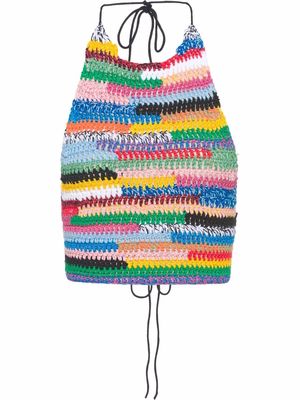 Miu Miu chunky-knit halterneck cropped top - Multicolour