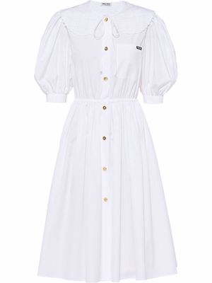 Miu Miu contrast-collar cotton poplin dress - White