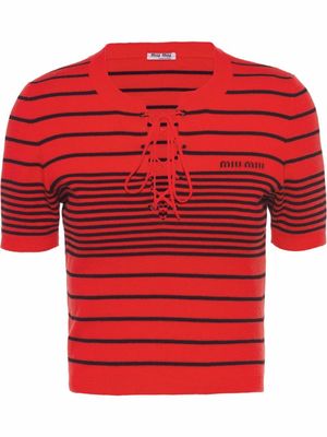 Miu Miu knitted-stripe t-shirt - Red