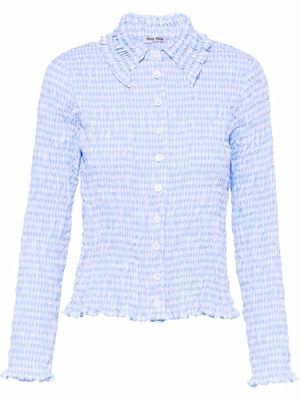Miu Miu long-sleeved gingham check blouse - Blue