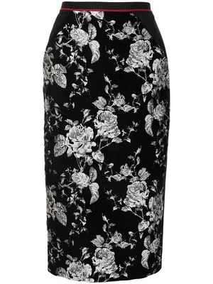 Antonio Marras floral-embroidered pencil skirt - Black
