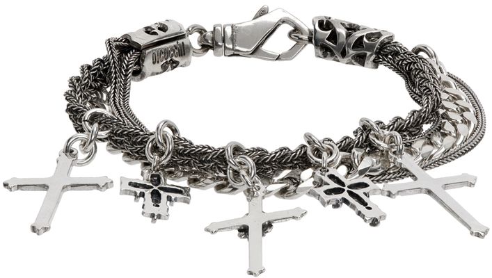 Emanuele Bicocchi Silver Cross Charm Bracelet