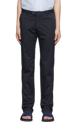 Isaia Navy Cotton Trousers