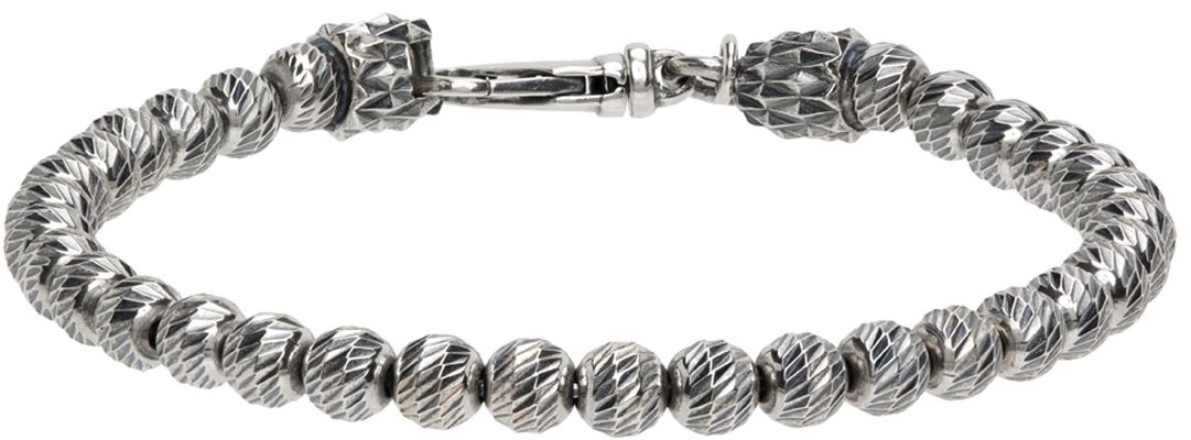 Emanuele Bicocchi Silver Striped Ball Bracelet