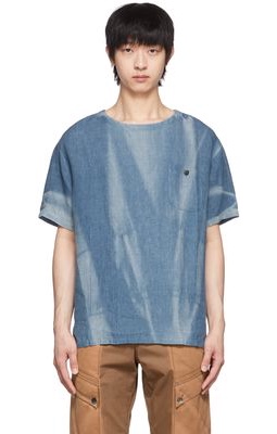 JiyongKim SSENSE Exclusive Blue Linen T-Shirt