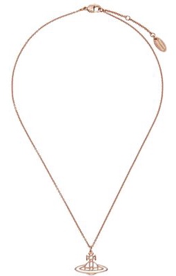 Vivienne Westwood Rose Gold Thin Lines Short Flat Orb Necklace