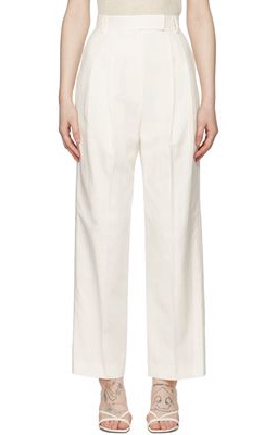 Blossom Off-White Cotton Trousers