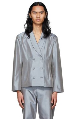 ERL SSENSE Exclusive Grey Silk Blazer
