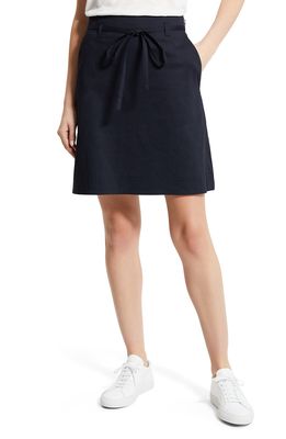 Theory Tie Belt Linen Blend Skirt in Concord