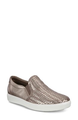 ECCO Soft 7 Slip-On Sneaker in Stone Metallic Leather