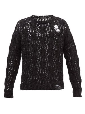 Dsquared2 - Distressed Lace-knit Cotton Sweater - Mens - Black