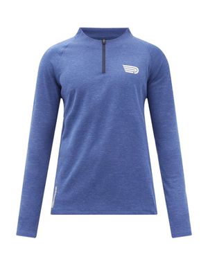 Pressio - Core Logo-print Zip-up Long-sleeve T-shirt - Mens - Blue