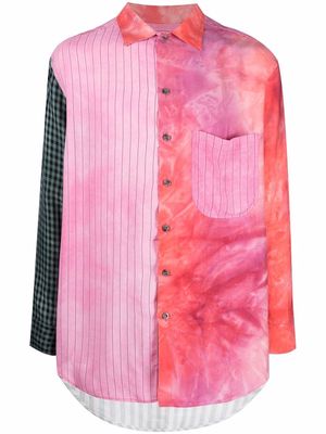 Song For The Mute patchwork long-sleeve shirt - Pink
