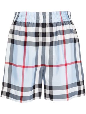 Burberry check-pattern silk shorts - Blue