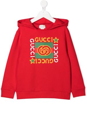 Gucci Kids logo-print cotton hoodie - Red