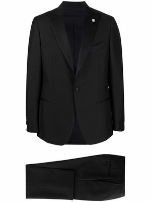 Lardini logo-lapel single-breasted suit - Black