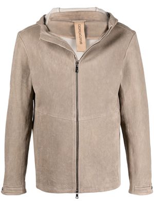 Giorgio Brato leather zip-front hoodie - Neutrals