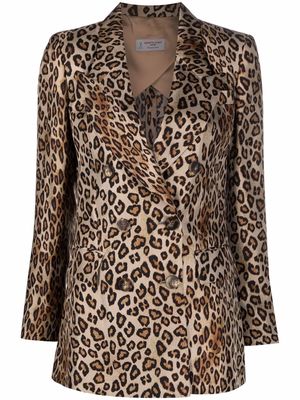 Alberto Biani leopard-print double-breasted blazer - Brown