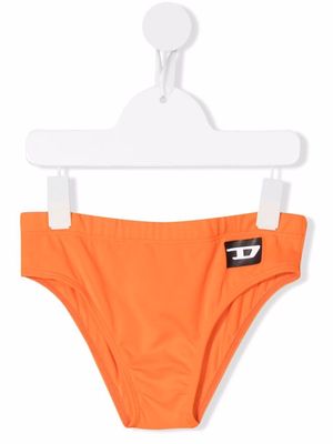 Diesel Kids logo-patch swim briefs - Orange