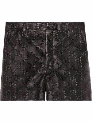 Gucci GG embossed leather shorts - Black