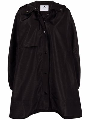 Marine Serre asymmetric hooded raincoat - Black