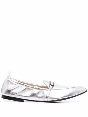 Eleventy metallic pointed-toe loafers - Silver