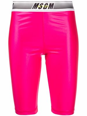 MSGM logo-waist cycling shorts - Pink