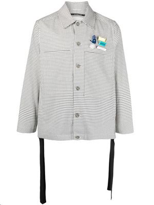 Song For The Mute brooch-detail check shirt jacket - White