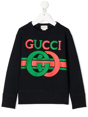 Gucci Kids logo print sweatshirt - Blue