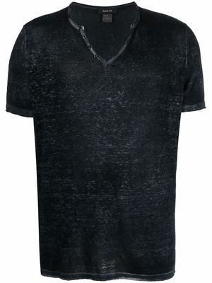 Avant Toi V-neck short-sleeved T-shirt - Black