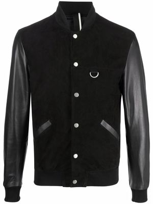 Low Brand panelled leather bomber jacket - Black