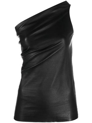 Rick Owens one-shoulder leather top - Black