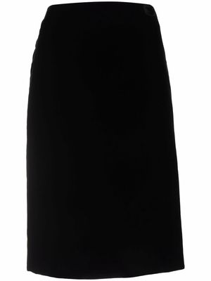 Saint Laurent velvet high-waisted midi skirt - Black