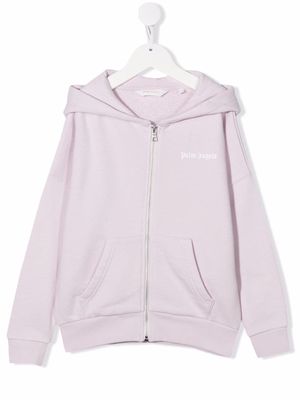 Palm Angels Kids logo-print zip-up hoodie - Purple