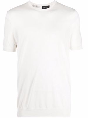 Low Brand ribbed-trim silk T-Shirt - White