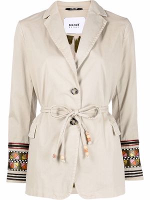 Bazar Deluxe abstract-print belted jacket - Neutrals