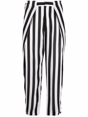 Balmain striped tapered-leg trousers - Black