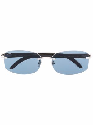 Cartier Eyewear C Décor rectangle-frame sunglasses - Neutrals
