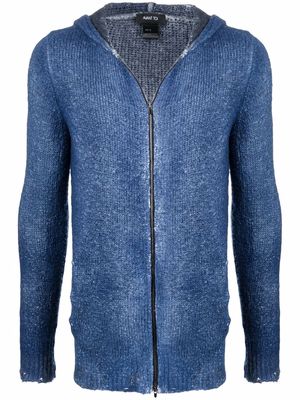 Avant Toi distressed-effect zip-up hoodie - Blue
