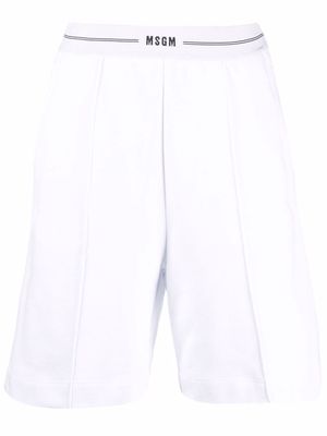 MSGM logo-waist cotton shorts - White