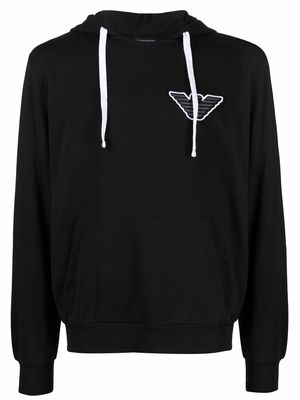 Emporio Armani logo-patch hooded sweatshirt - Black